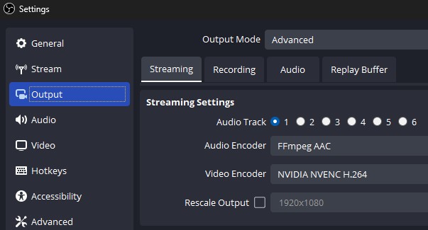 OBS settings